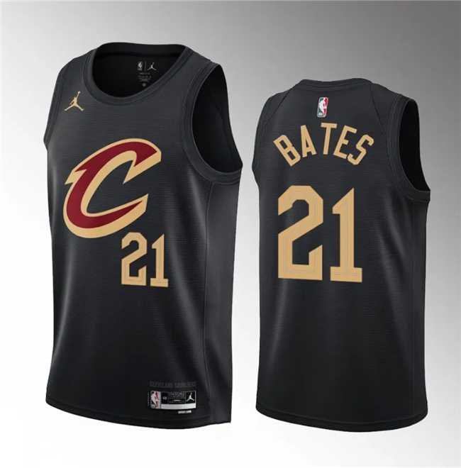Men%27s Cleveland Cavaliers #21 Emoni Bates Black 2023 Draft Statement Edition Stitched Jersey Dzhi